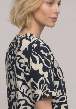 Kurzarm Bluse mit Turn-Up und Print