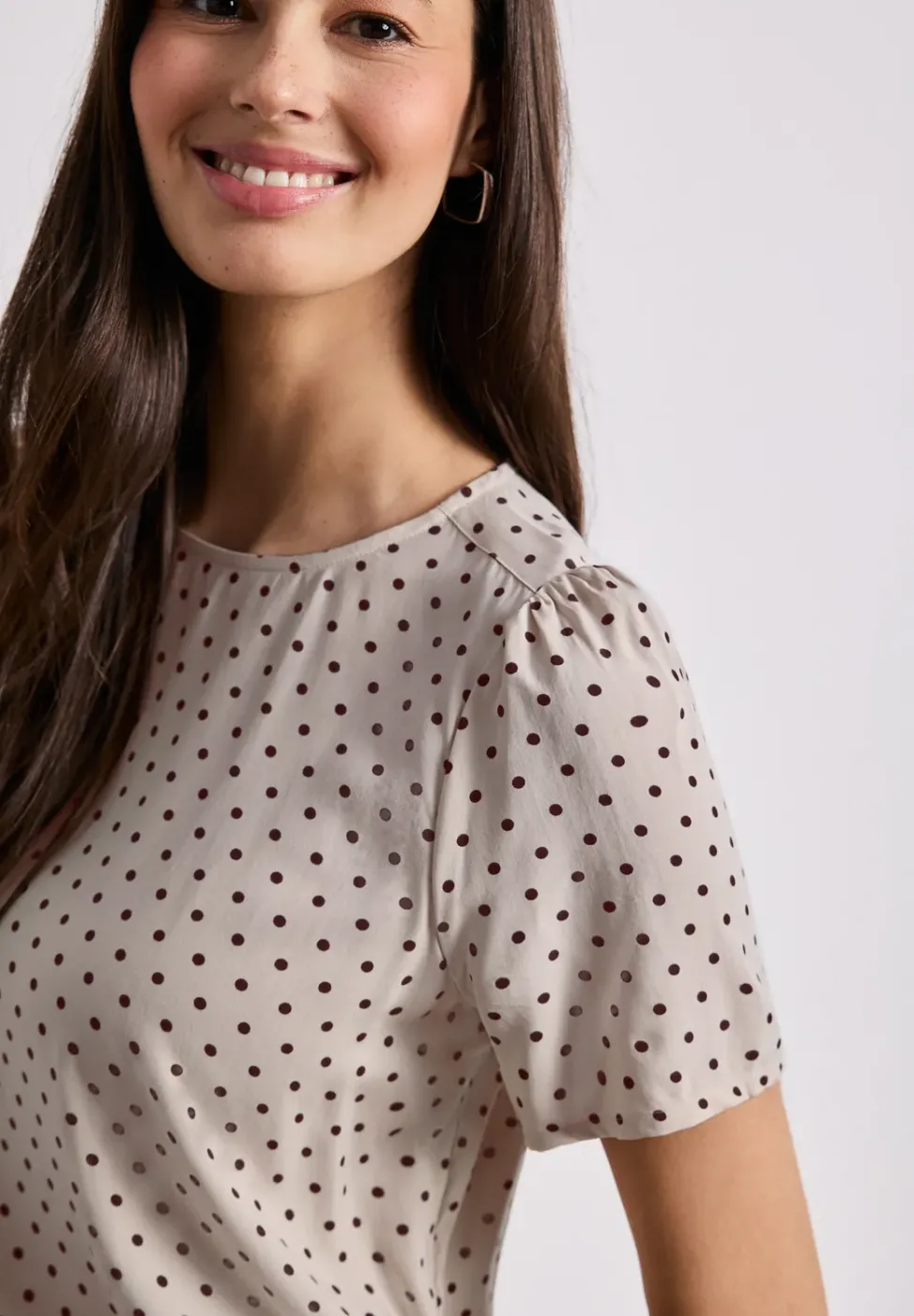 Kurzarm Blusenshirt mit Rundhals
