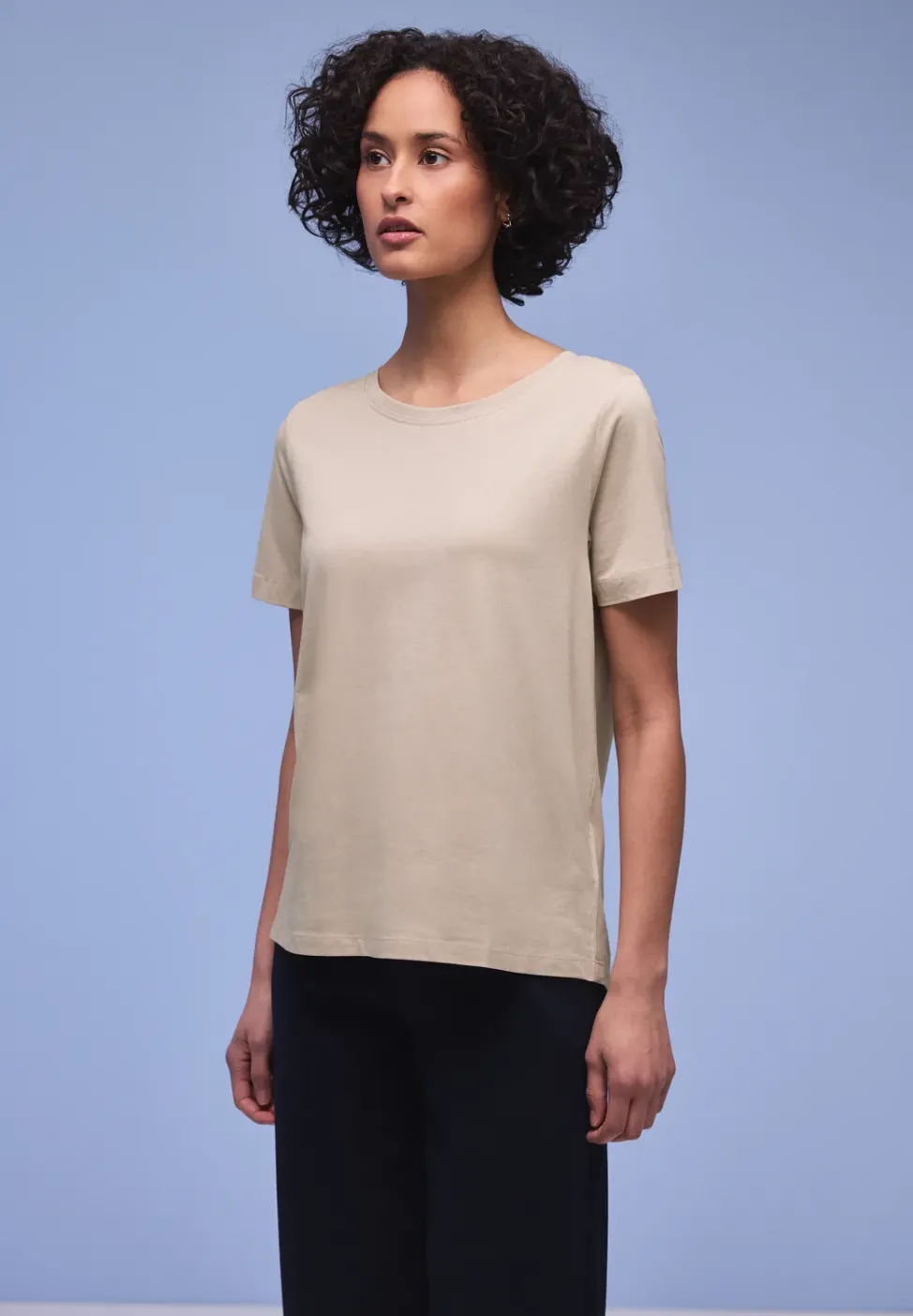 Kurzarm Longshirt mit Rundhals