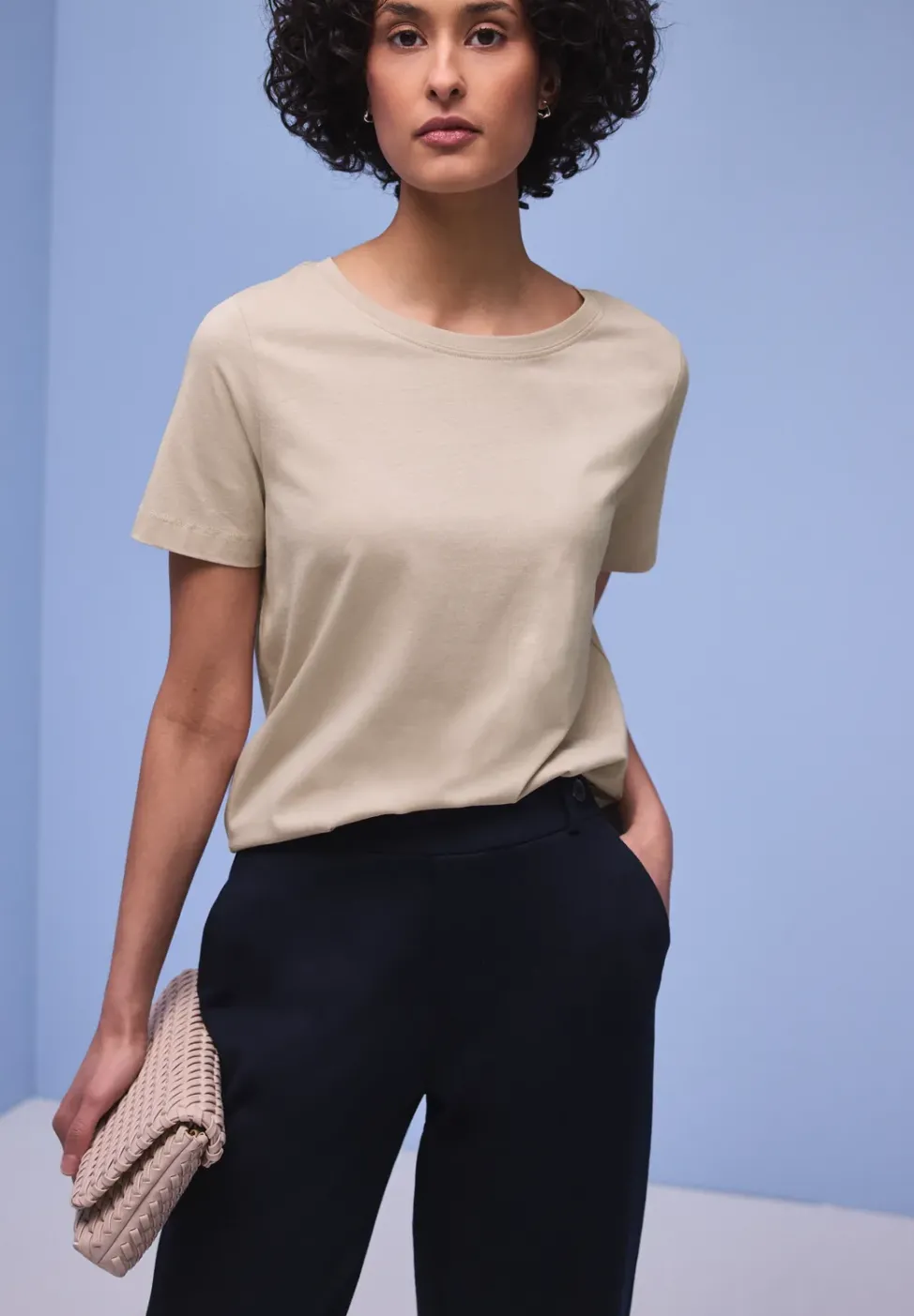 Kurzarm Longshirt mit Rundhals