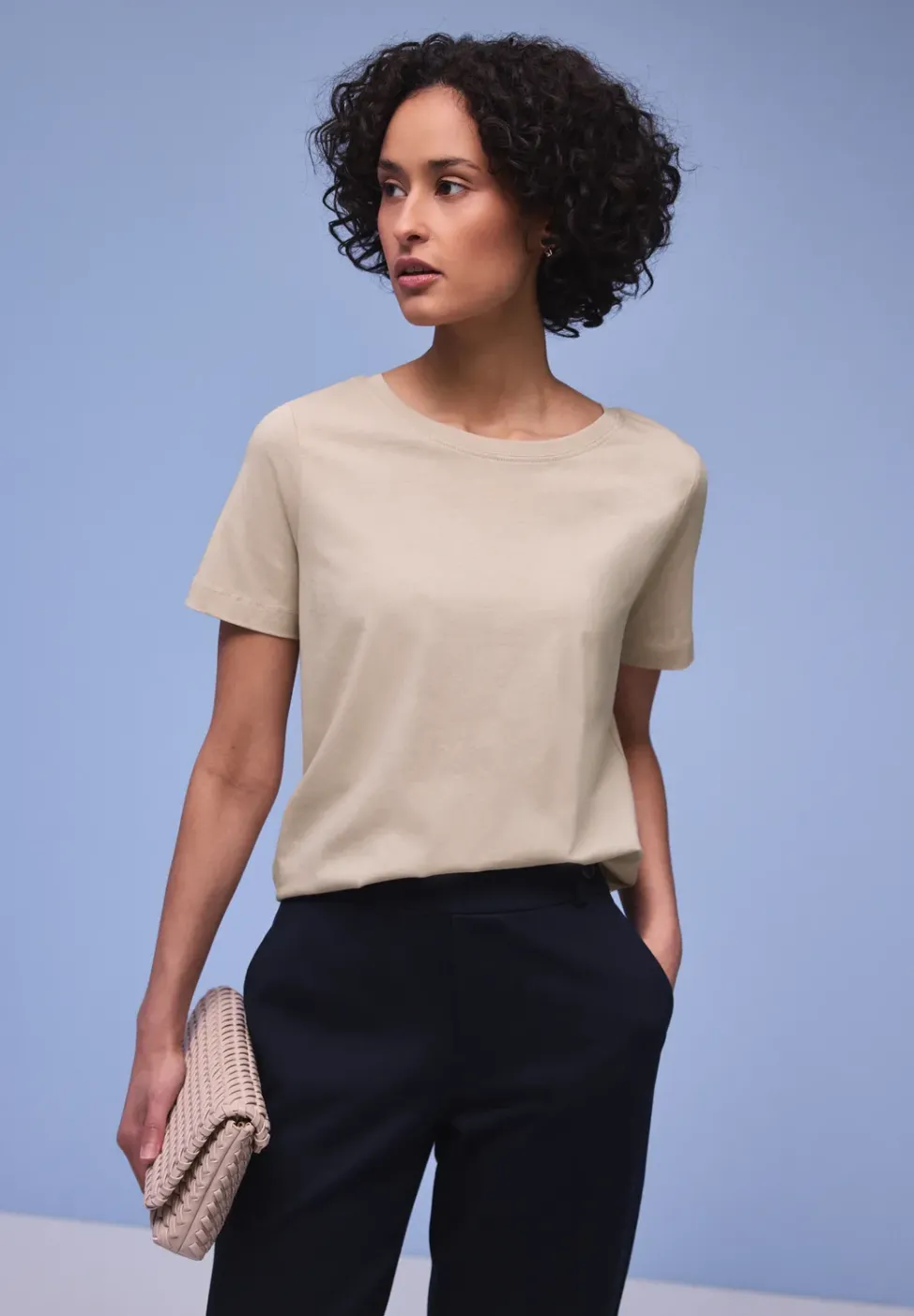 Kurzarm Longshirt mit Rundhals