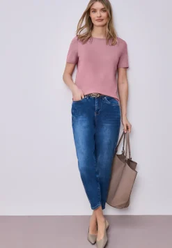 Kurzarm Longshirt mit Rundhals