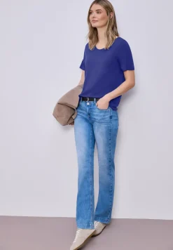 Kurzarm Longshirt mit Rundhals