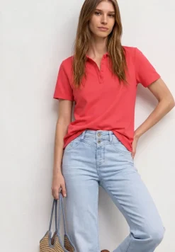 Kurzarm Poloshirt in Rippstruktur