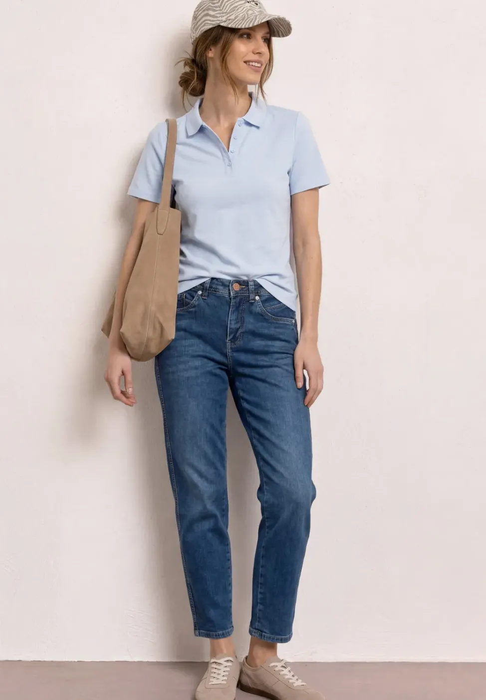 Kurzarm Poloshirt in Rippstruktur