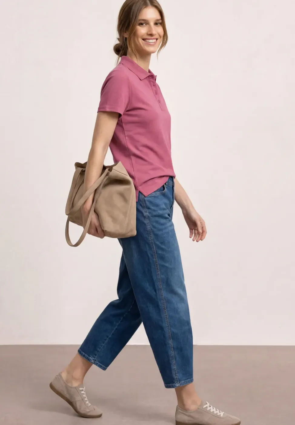 Kurzarm Poloshirt in Rippstruktur