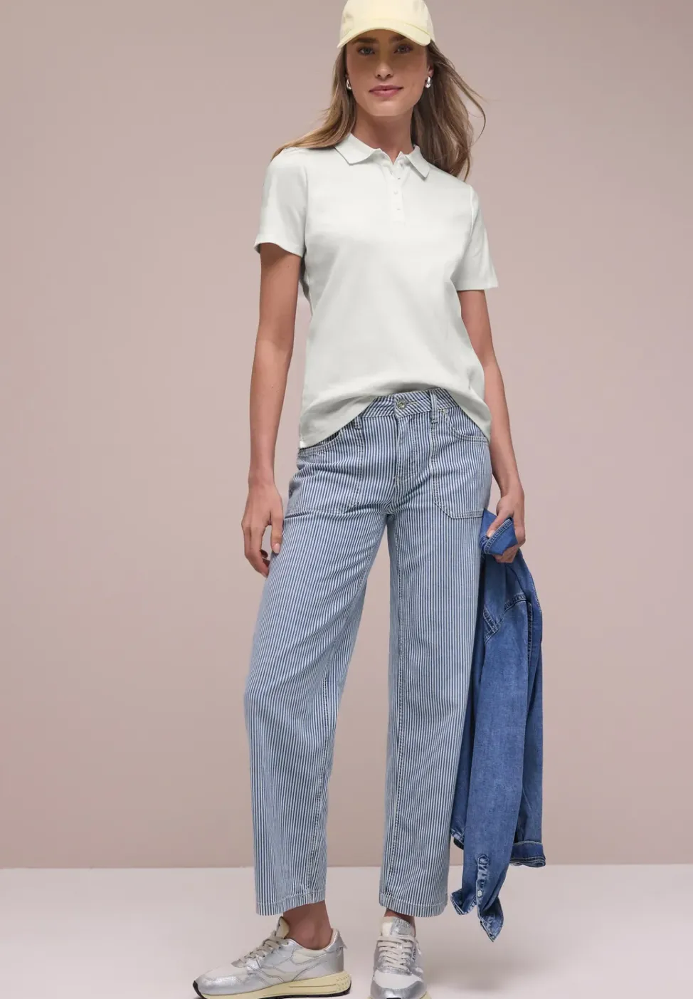 Kurzarm Poloshirt in Rippstruktur