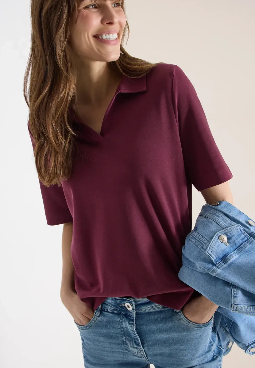 Kurzarm Poloshirt in Unifarbe