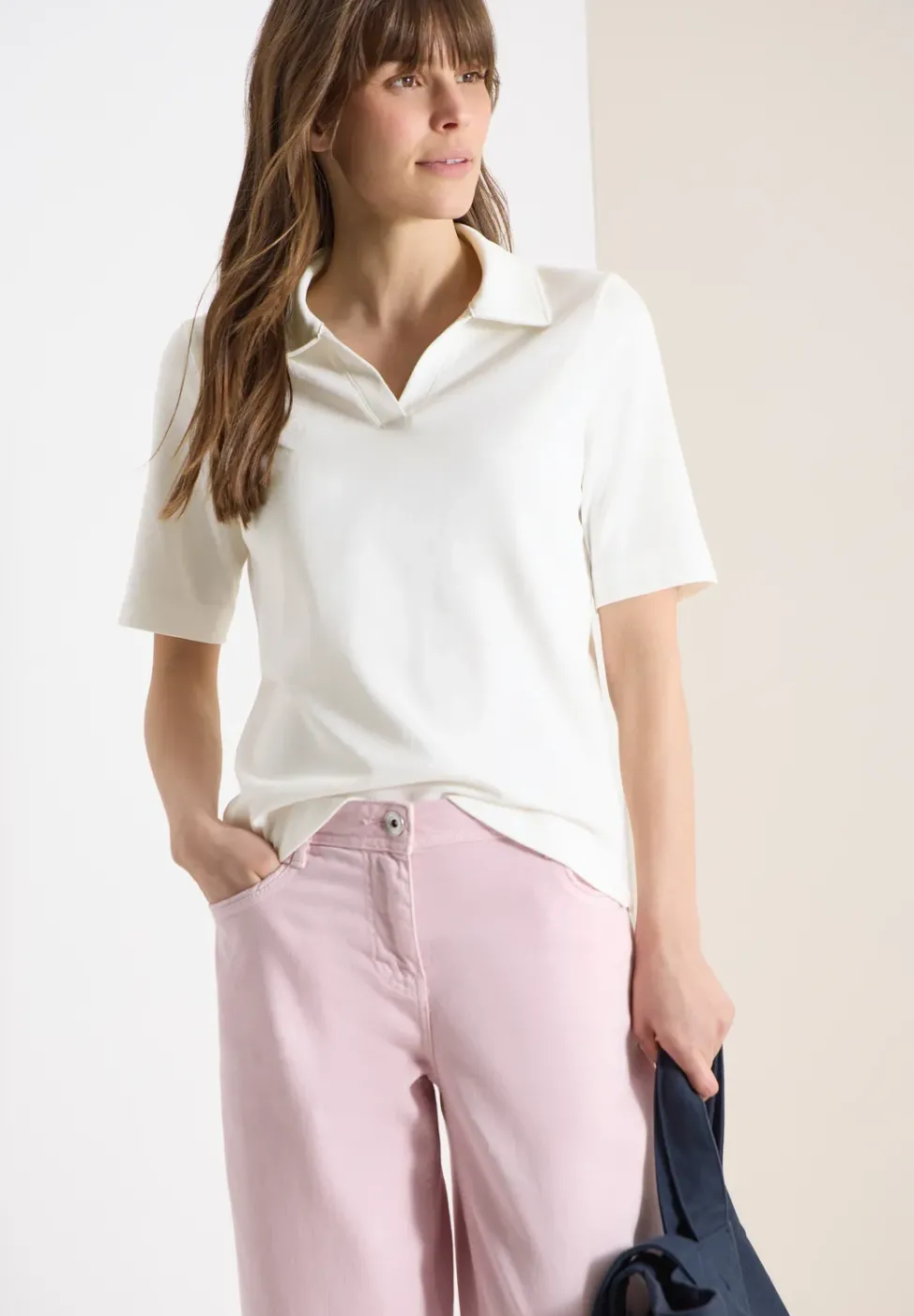 Kurzarm Poloshirt in Unifarbe