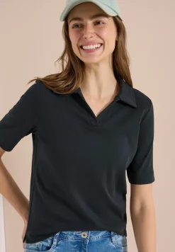 Kurzarm Poloshirt in Unifarbe