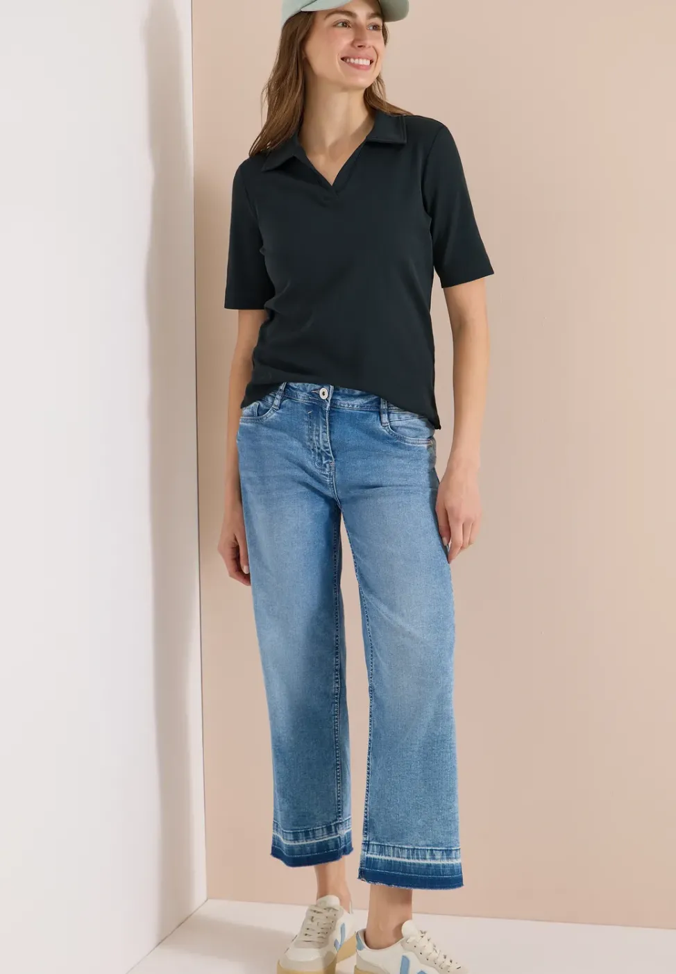 Kurzarm Poloshirt in Unifarbe