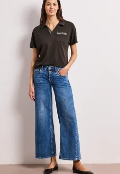 Kurzarm Poloshirt mit Glitzer