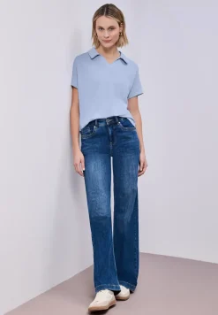 Kurzarm Poloshirt mit Rippdetail
