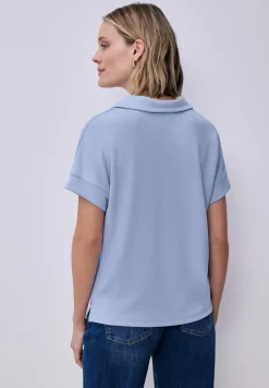 Kurzarm Poloshirt mit Rippdetail