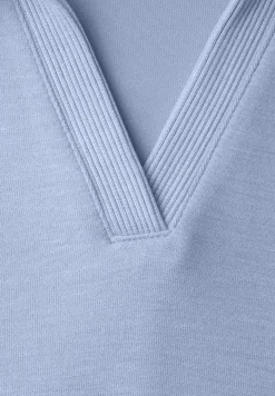 Kurzarm Poloshirt mit Rippdetail
