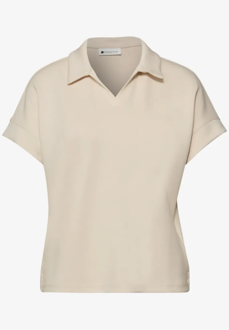 Kurzarm Poloshirt mit Rippdetail