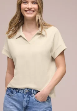 Kurzarm Poloshirt mit Rippdetail