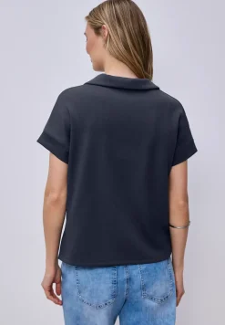 Kurzarm Poloshirt mit Rippdetail