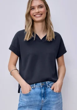 Kurzarm Poloshirt mit Rippdetail