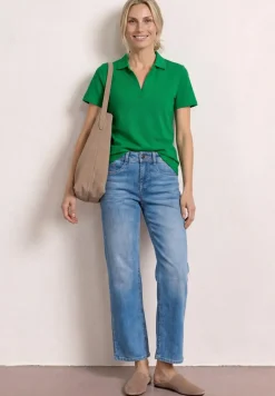 Kurzarm Poloshirt mit Split Neck