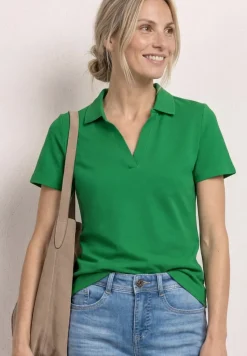 Kurzarm Poloshirt mit Split Neck