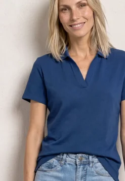 Kurzarm Poloshirt mit Split Neck
