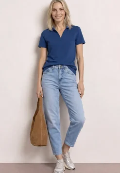 Kurzarm Poloshirt mit Split Neck