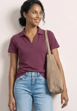 Kurzarm Poloshirt mit Split Neck