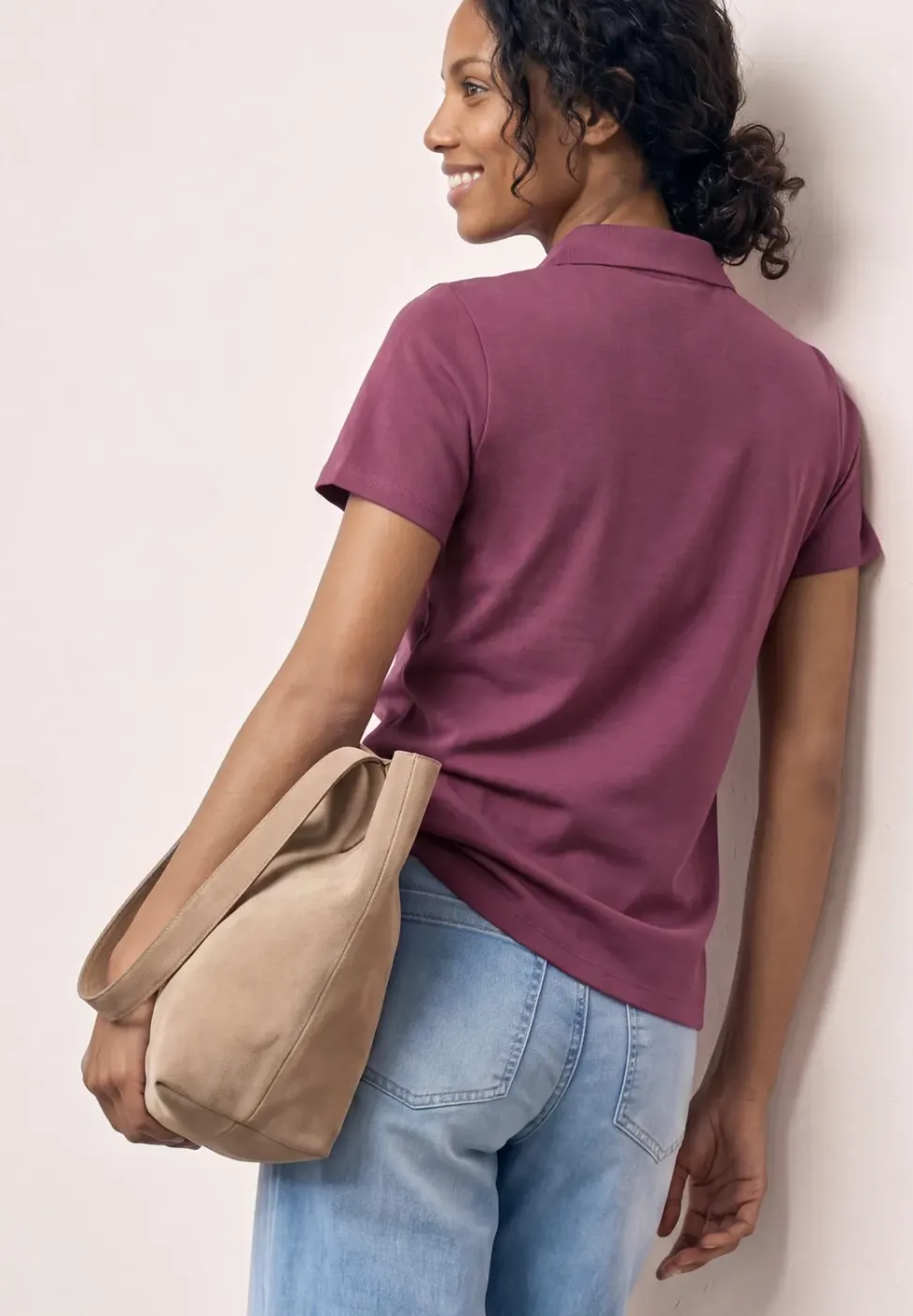 Kurzarm Poloshirt mit Split Neck