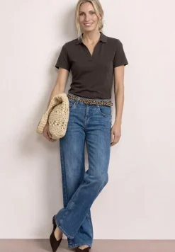 Kurzarm Poloshirt mit Split Neck