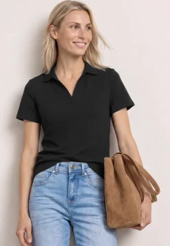 Kurzarm Poloshirt mit Split Neck