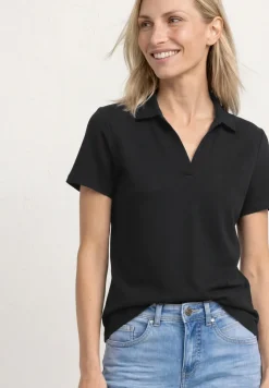 Kurzarm Poloshirt mit Split Neck