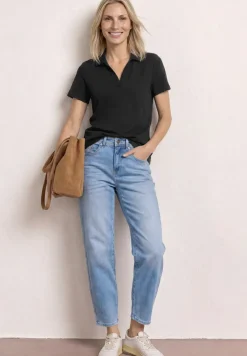 Kurzarm Poloshirt mit Split Neck
