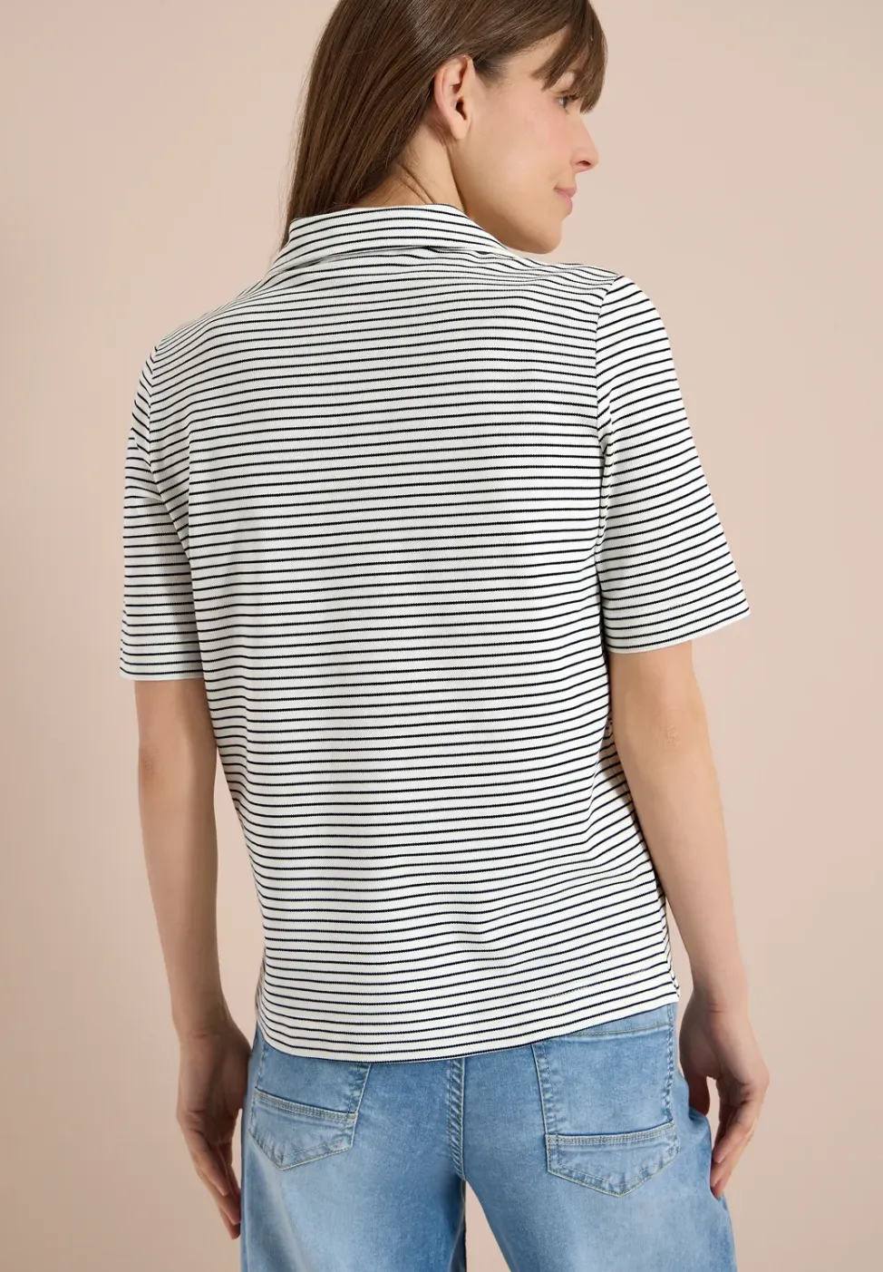 Kurzarm Poloshirt mit Streifen