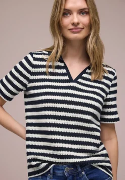 Kurzarm Poloshirt mit Streifen