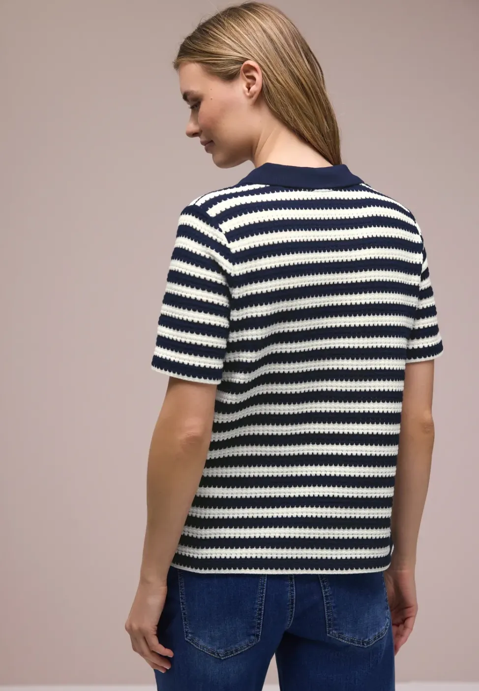 Kurzarm Poloshirt mit Streifen