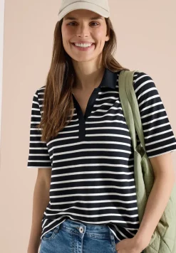 Kurzarm Poloshirt mit Streifen