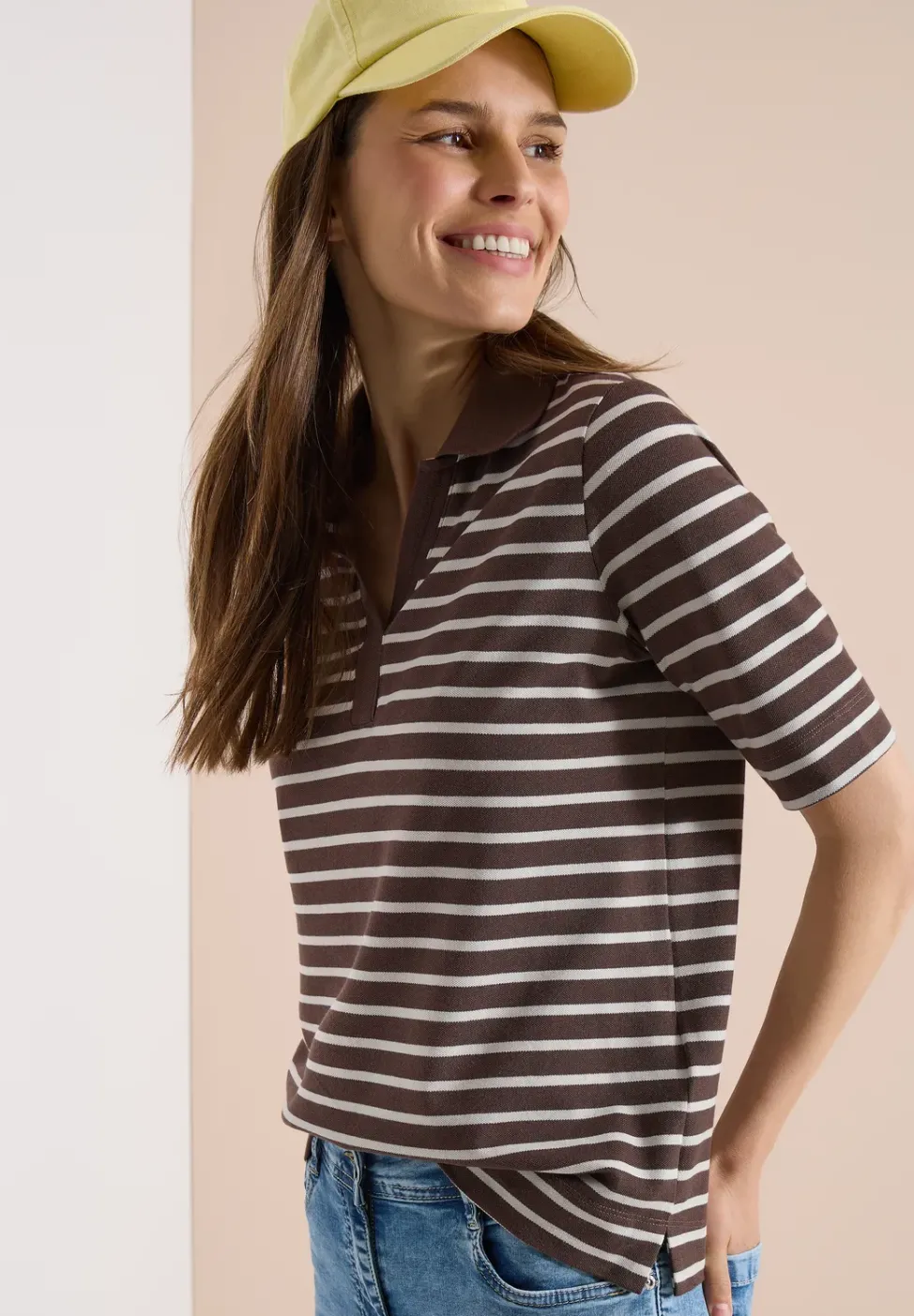 Kurzarm Poloshirt mit Streifen