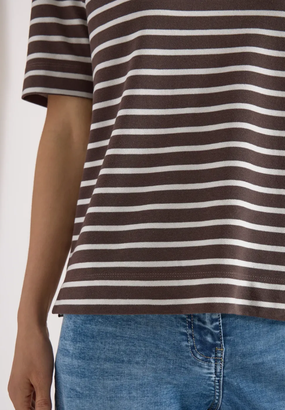 Kurzarm Poloshirt mit Streifen