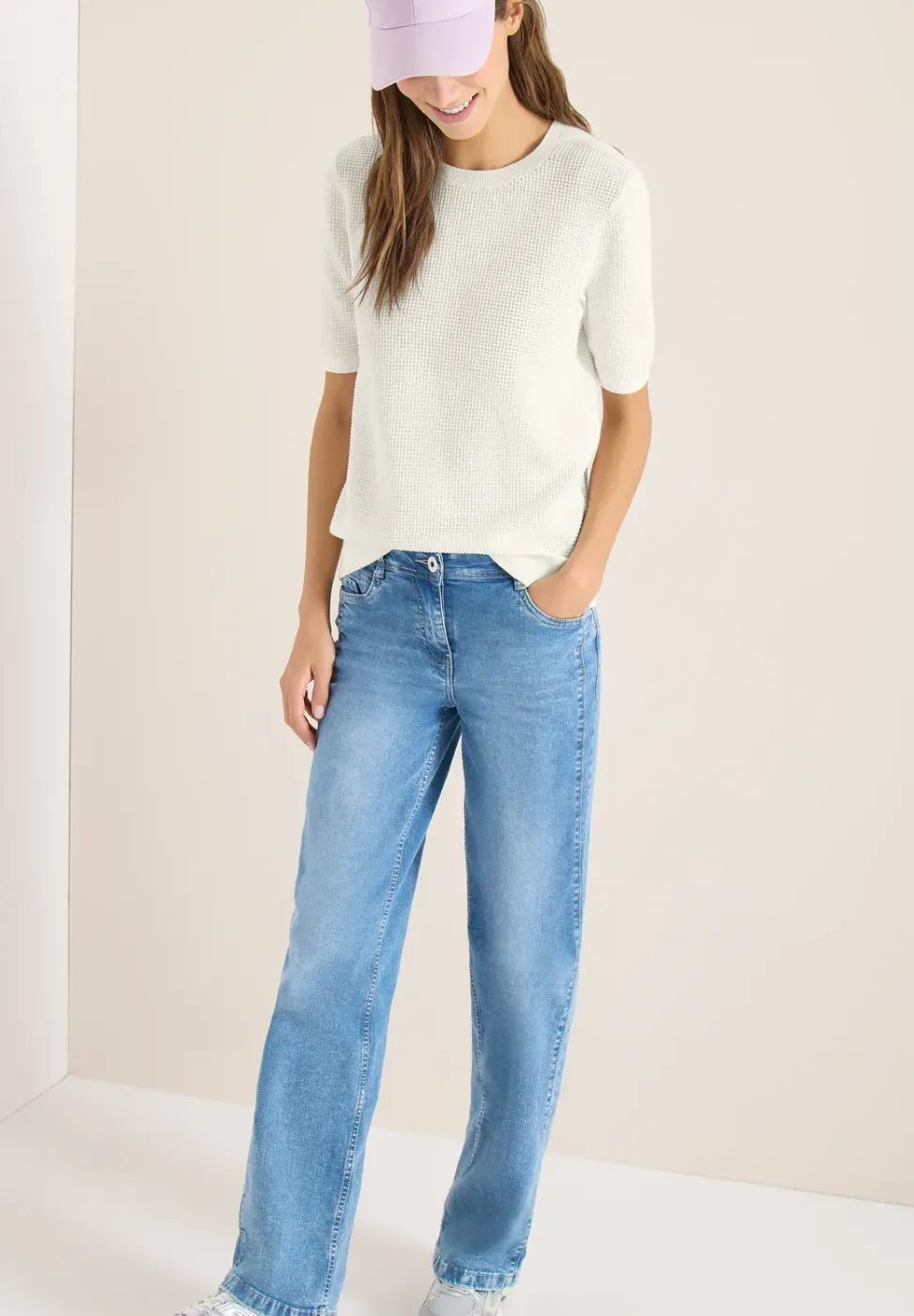 Kurzarm Pullover mit Struktur