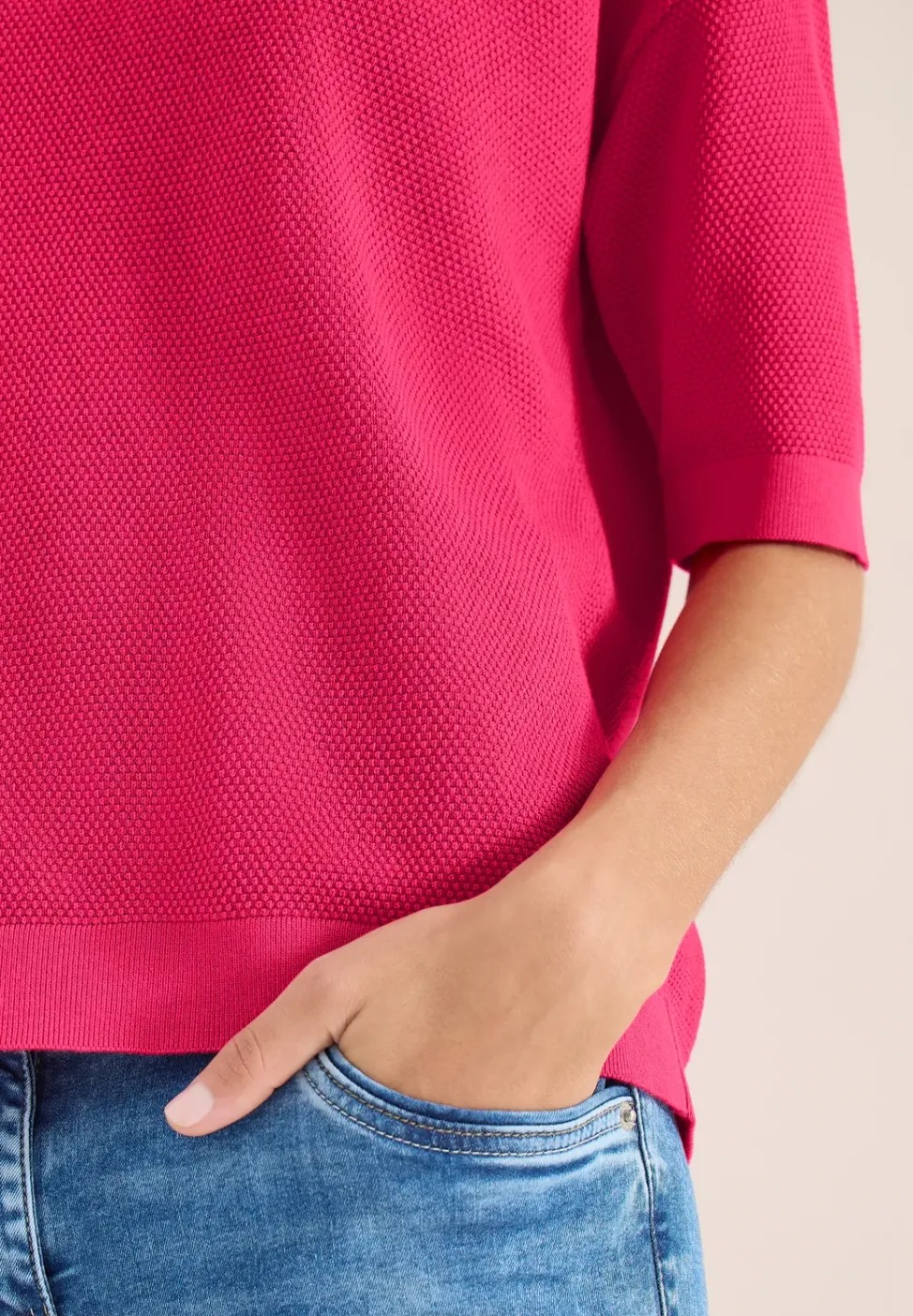 Kurzarm Pullover mit Struktur