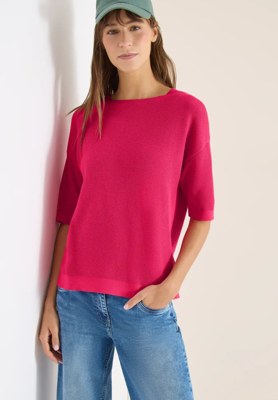 Kurzarm Pullover mit Struktur