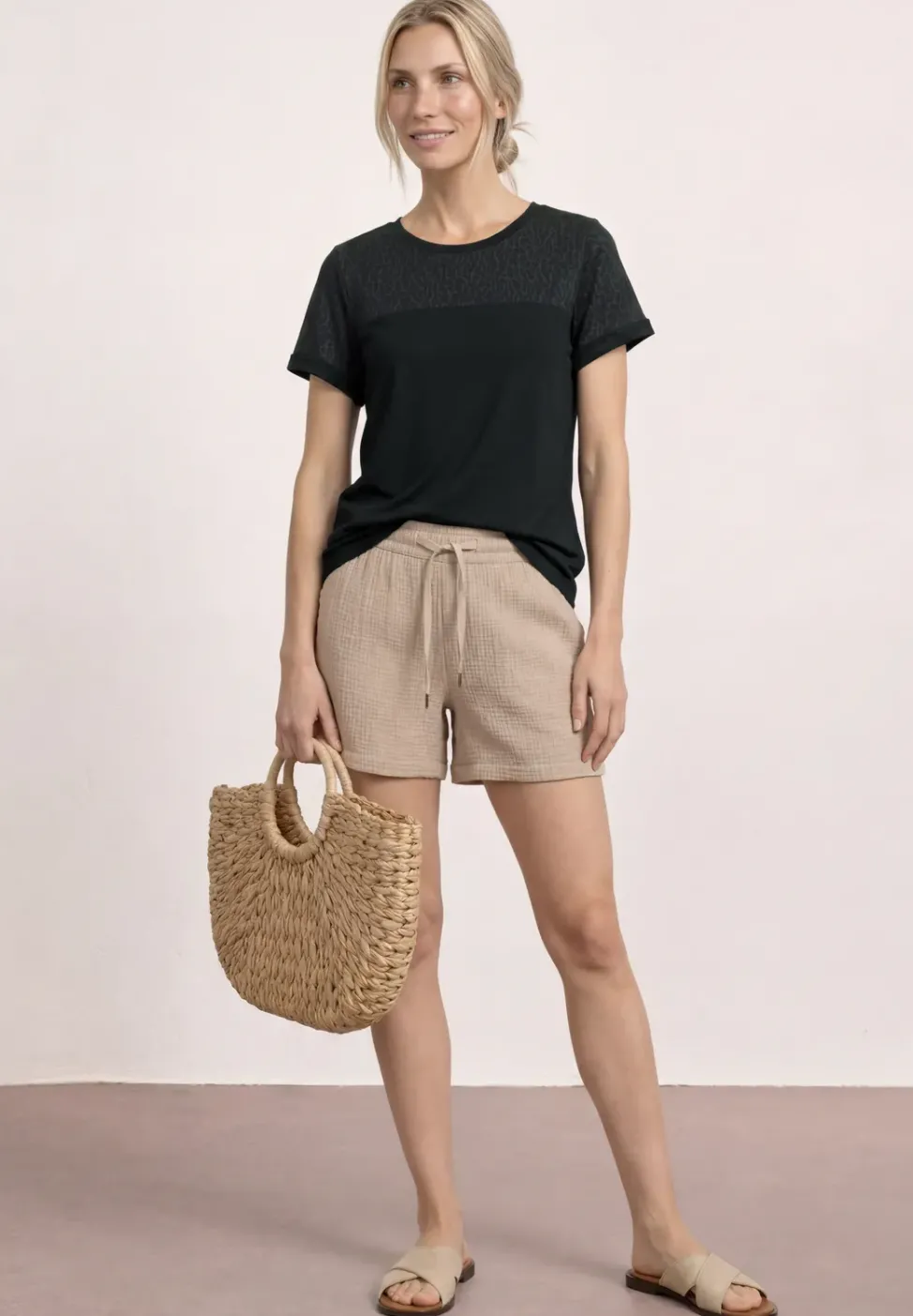 Kurzarm Shirt mit Ausbrennerdetails