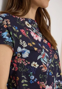 Kurzarm Shirt mit Boatneck und Raffung