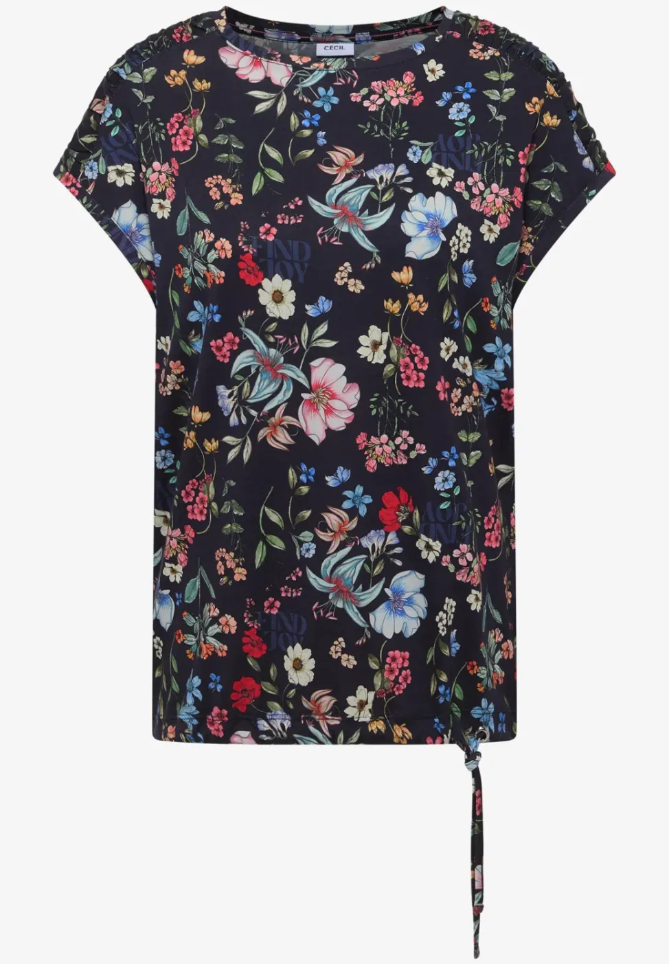 Kurzarm Shirt mit Boatneck und Raffung