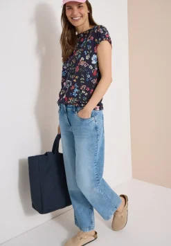 Kurzarm Shirt mit Boatneck und Raffung
