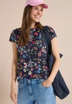 Kurzarm Shirt mit Boatneck und Raffung
