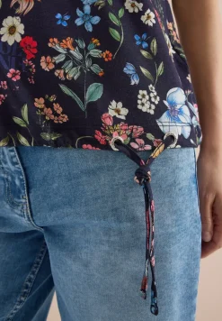 Kurzarm Shirt mit Boatneck und Raffung