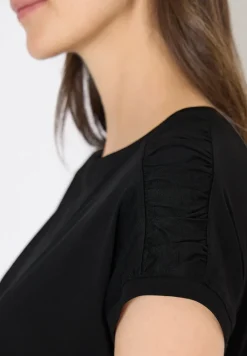 Kurzarm Shirt mit Boatneck und Raffung