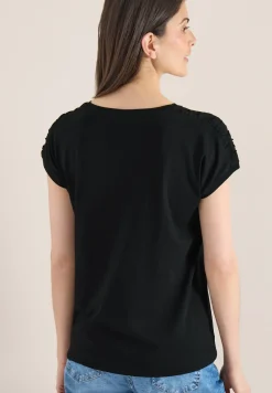 Kurzarm Shirt mit Boatneck und Raffung